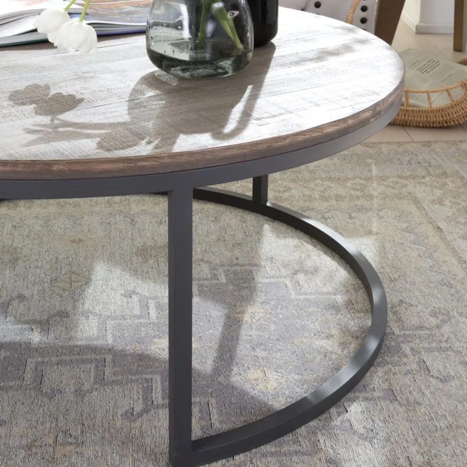 Nadine Set de 2 tables basses en bois massif et métal^Banak Outlet