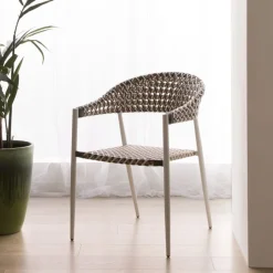 Narvik Chaise de jardin en rotin synthétique multicolore et aluminium blanc^Banak Hot