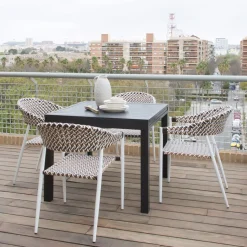 Narvik Chaise de jardin en rotin synthétique multicolore et aluminium blanc^Banak Hot