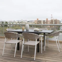 Narvik Chaise de jardin en rotin synthétique multicolore et aluminium blanc^Banak Hot
