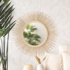 Neiva Miroir rond mural en rotin naturel^Banak Clearance