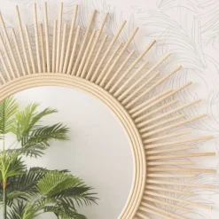 Neiva Miroir rond mural en rotin naturel^Banak Clearance