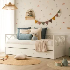 Niza Lit gigogne laqué en blanc pour matelas de 90^Banak Clearance