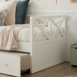 Niza Lit gigogne laqué en blanc pour matelas de 90^Banak Clearance