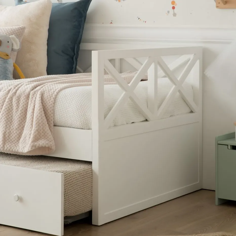 Niza Lit gigogne laqué en blanc pour matelas de 90^Banak Clearance
