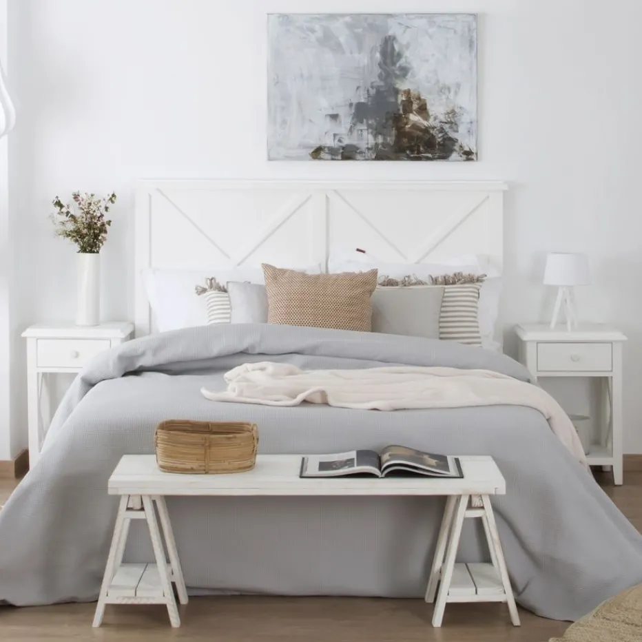 Niza Tête de lit en bois pour lit de 150 et 160 laqué en blanc^Banak Best