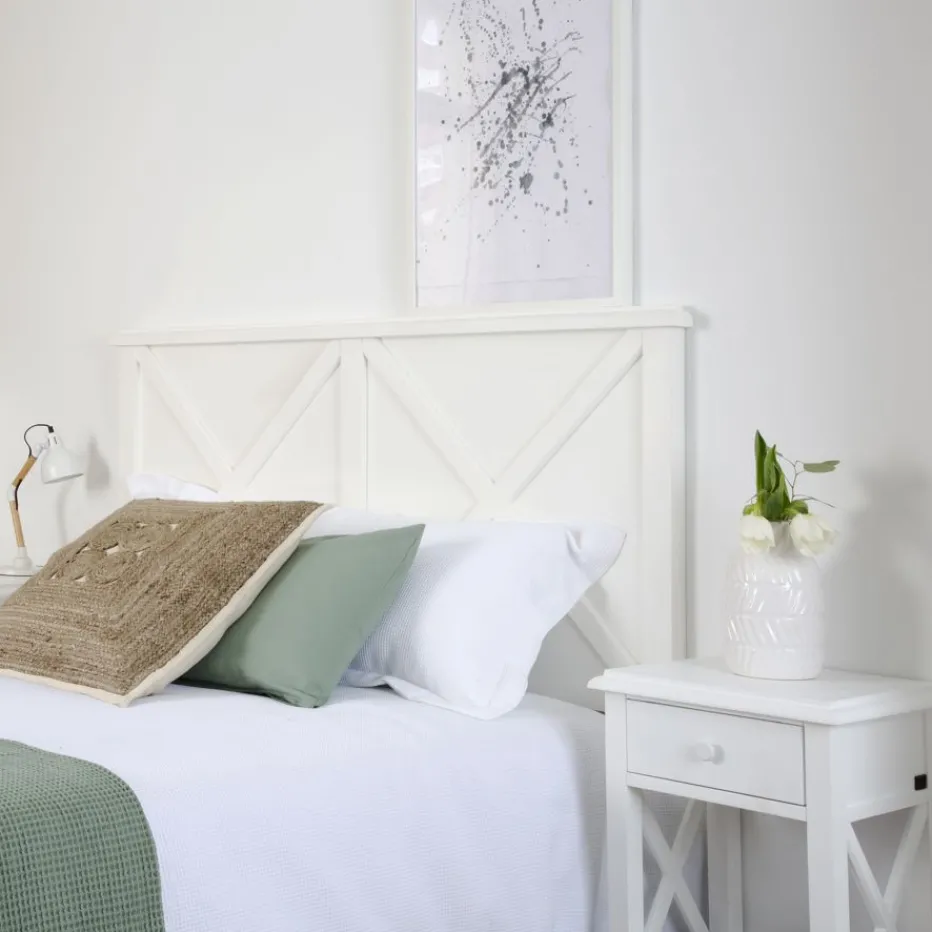 Niza Tête de lit en bois pour lit de 150 et 160 laqué en blanc^Banak Best