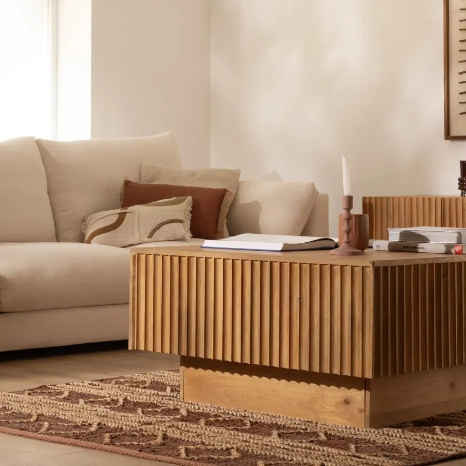 Nolan Mesa de centro de madera maciza de mango^Banak