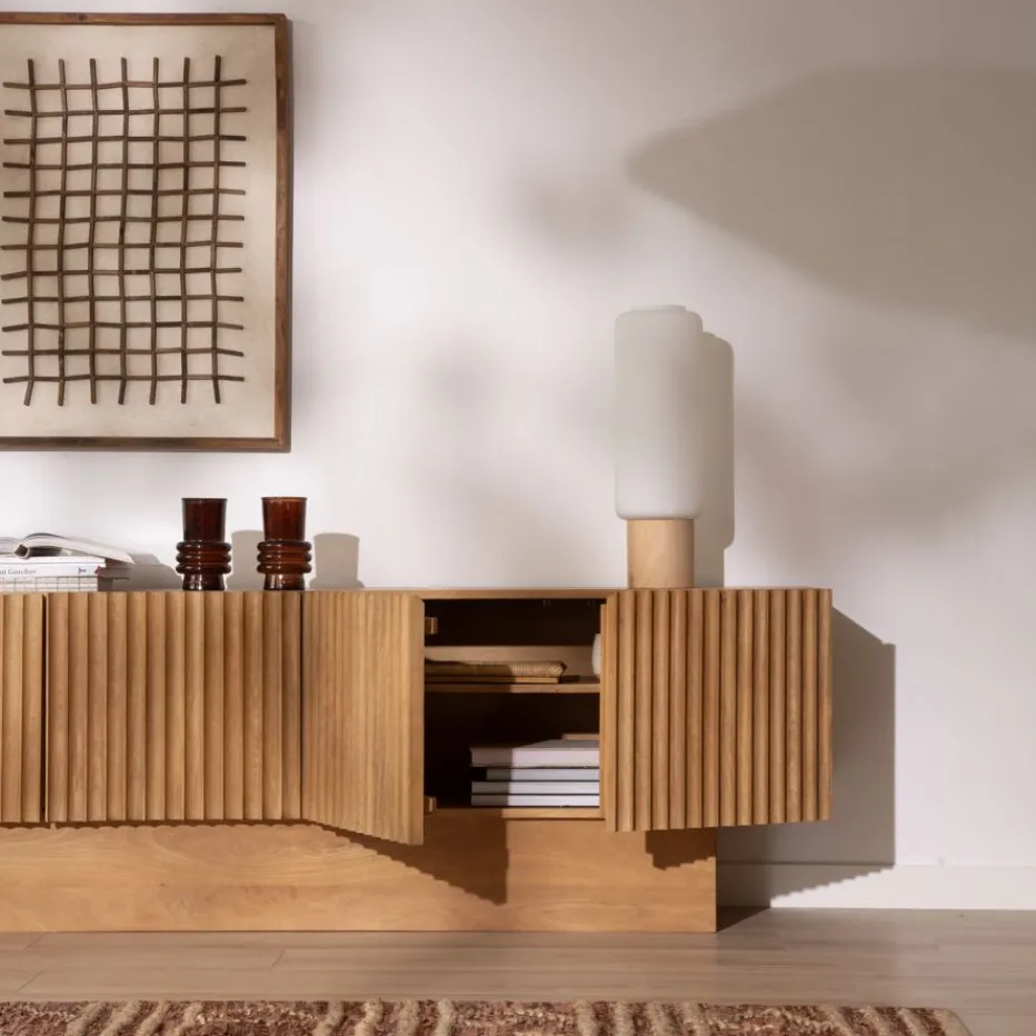 Nolan Mueble tv de madera maciza de mango^Banak Outlet