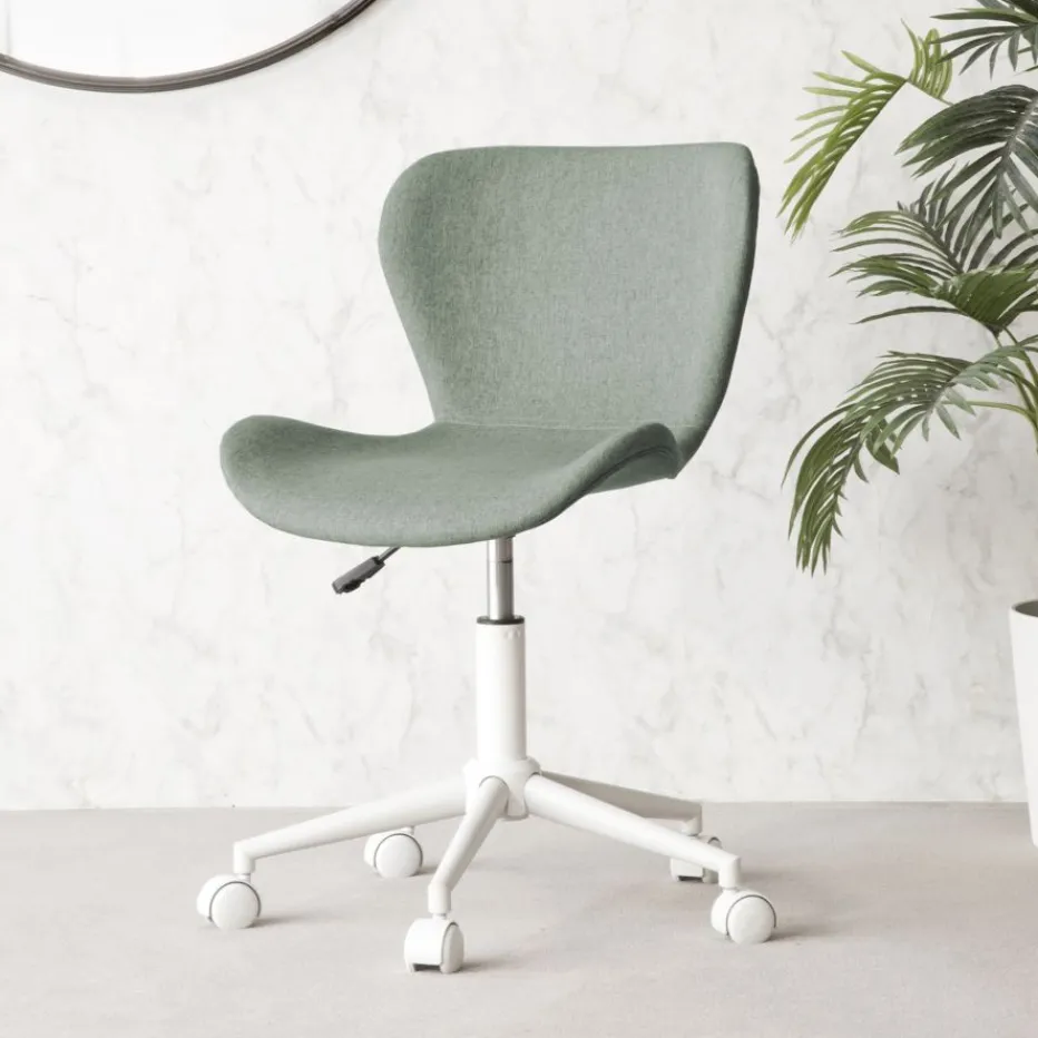 Nori Chaise de bureau rembourrée vert aigue-marine avec roulettes^Banak Clearance