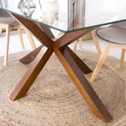 Nurma Table à manger en bois massif de couleur teck et verre de 160x95^Banak Outlet