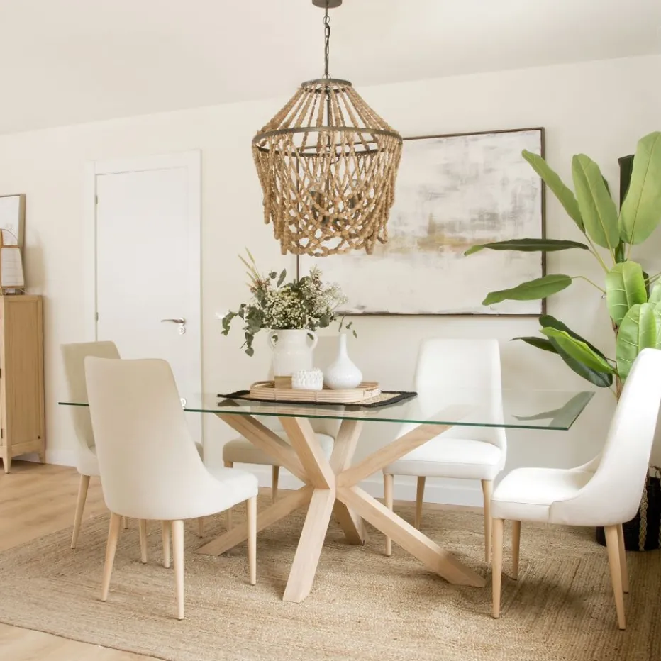 Nurma Table à manger en bois de couleur naturelle et verre de 160x95^Banak Sale