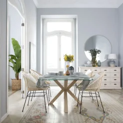 Nurma Table à manger en bois de couleur naturelle et verre de 160x95^Banak Sale