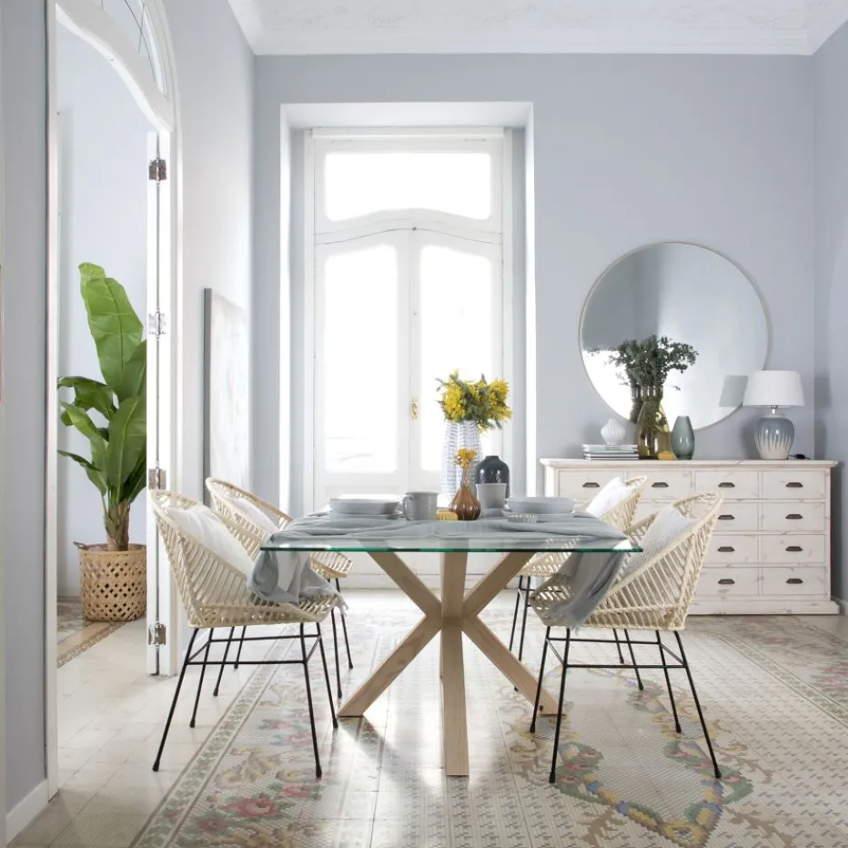 Nurma Table à manger en bois de couleur naturelle et verre de 160x95^Banak Sale