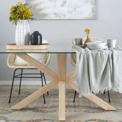 Nurma Table à manger en bois de couleur naturelle et verre de 160x95^Banak Sale