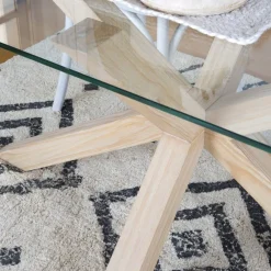Nurma Table à manger en bois de couleur naturelle et verre de 160x95^Banak Sale