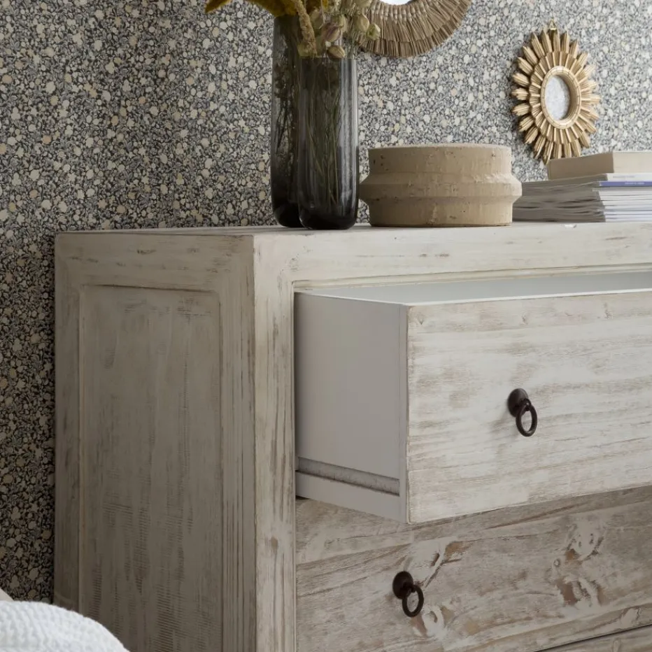 Oblak Commode en bois massif blanc shabby^Banak Online