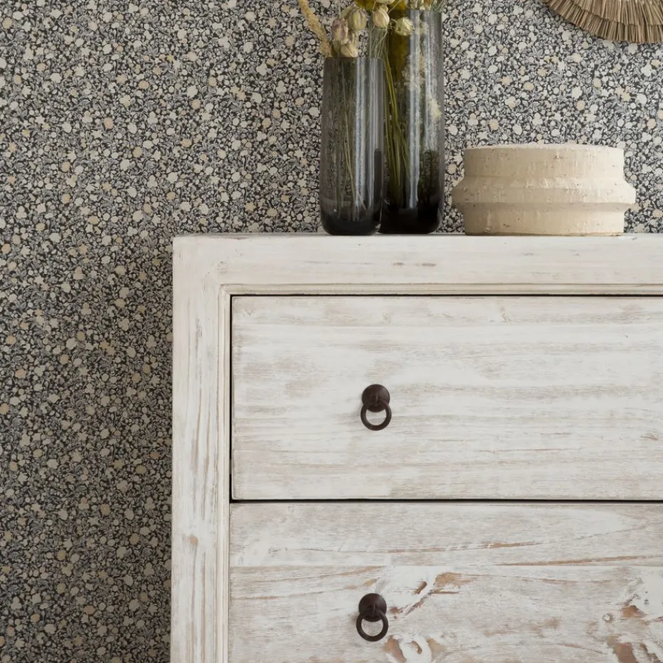 Oblak Commode en bois massif blanc shabby^Banak Online
