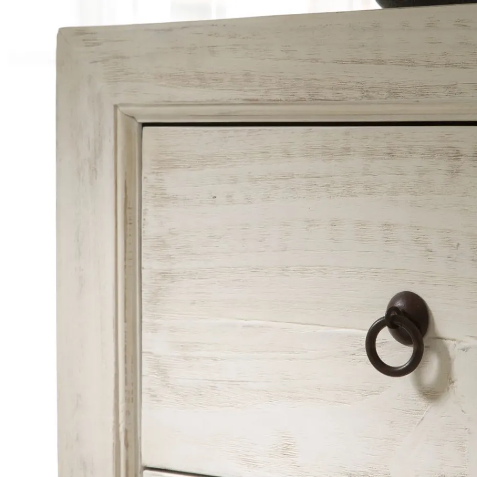Oblak Commode en bois massif blanc shabby^Banak Online