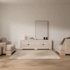 Oblak Mueble tv de madera maciza blanco shabby de 200 cm^Banak Outlet