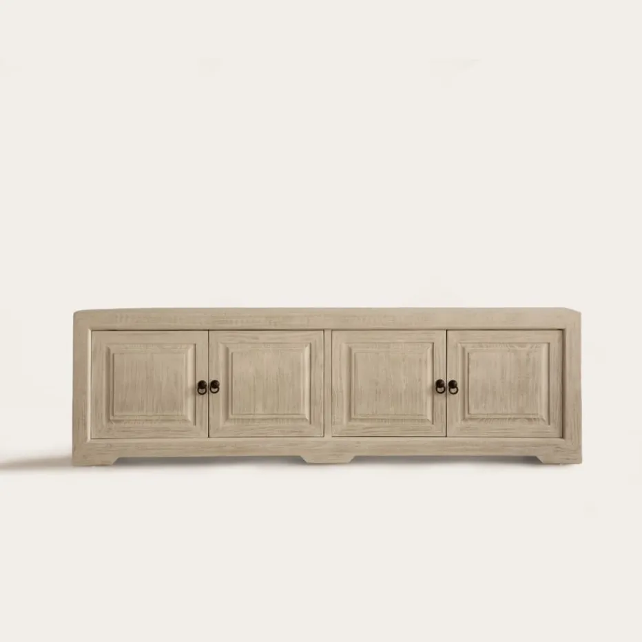 Oblak Mueble tv de madera maciza blanco shabby de 200 cm^Banak Outlet