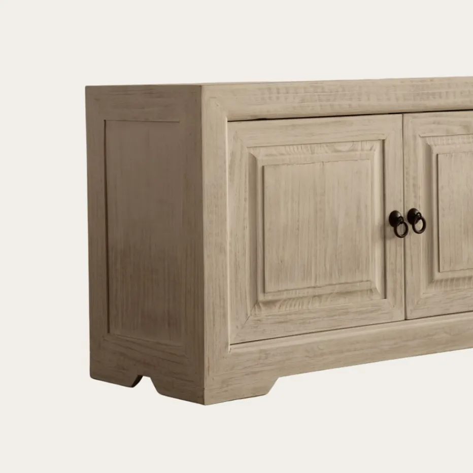 Oblak Mueble tv de madera maciza blanco shabby de 200 cm^Banak Outlet
