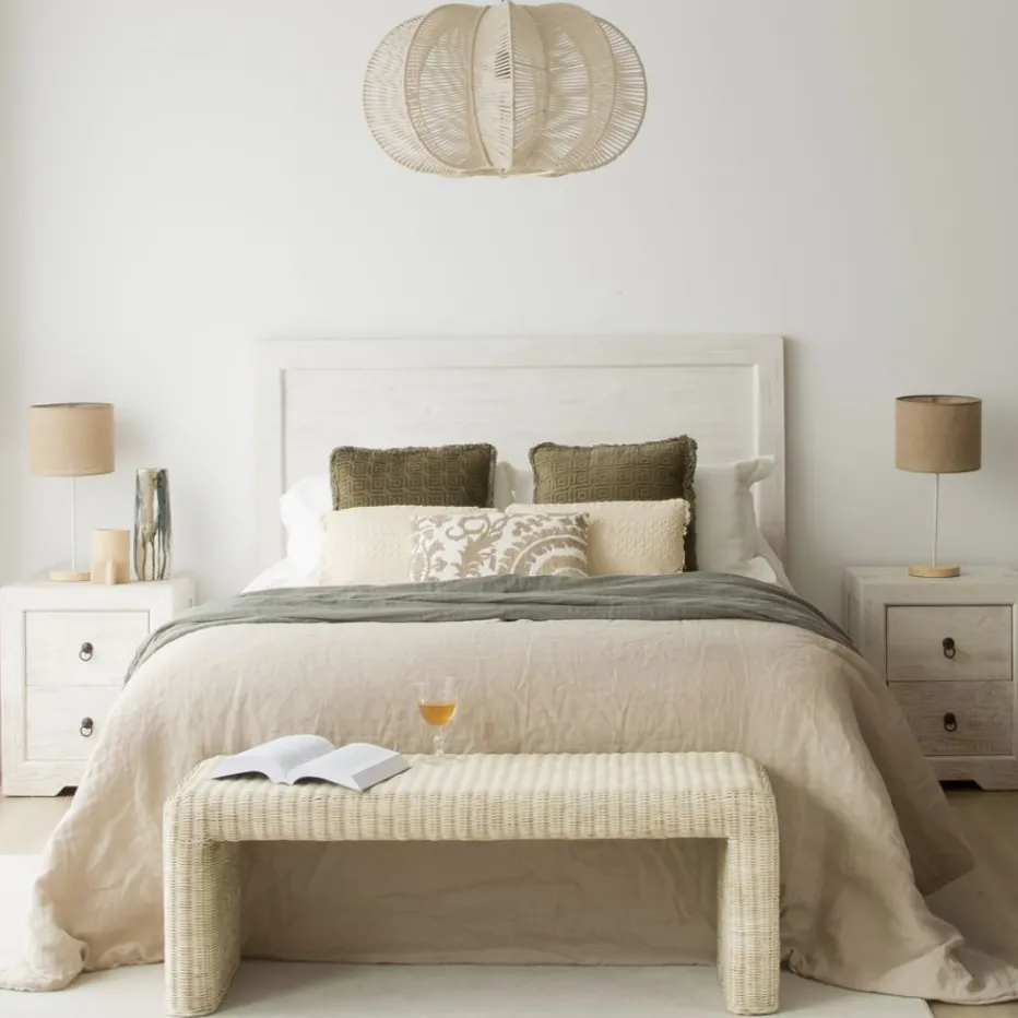 Oblak Table de nuit en bois massif blanc shabby^Banak Hot