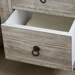 Oblak Table de nuit en bois massif blanc shabby^Banak Hot