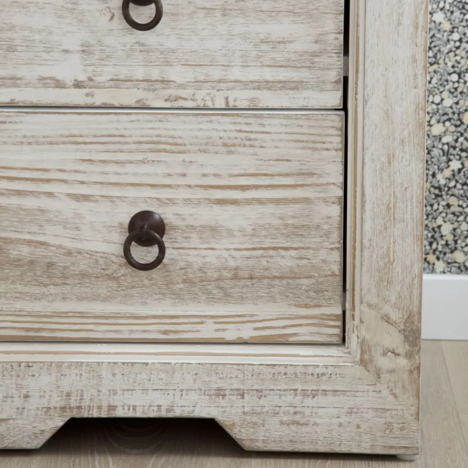 Oblak Table de nuit en bois massif blanc shabby^Banak Hot