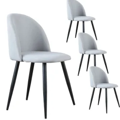 Pack 4 chaises curie rembourrée gris^Banak Outlet