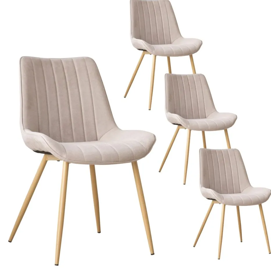 Pack 4 chaises roma rembourrée beige^Banak Hot