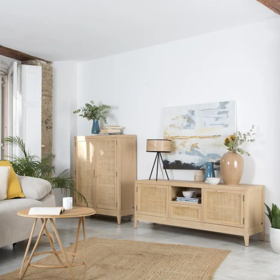 Pandora Meuble d'appoint en bois et rotin^Banak Hot