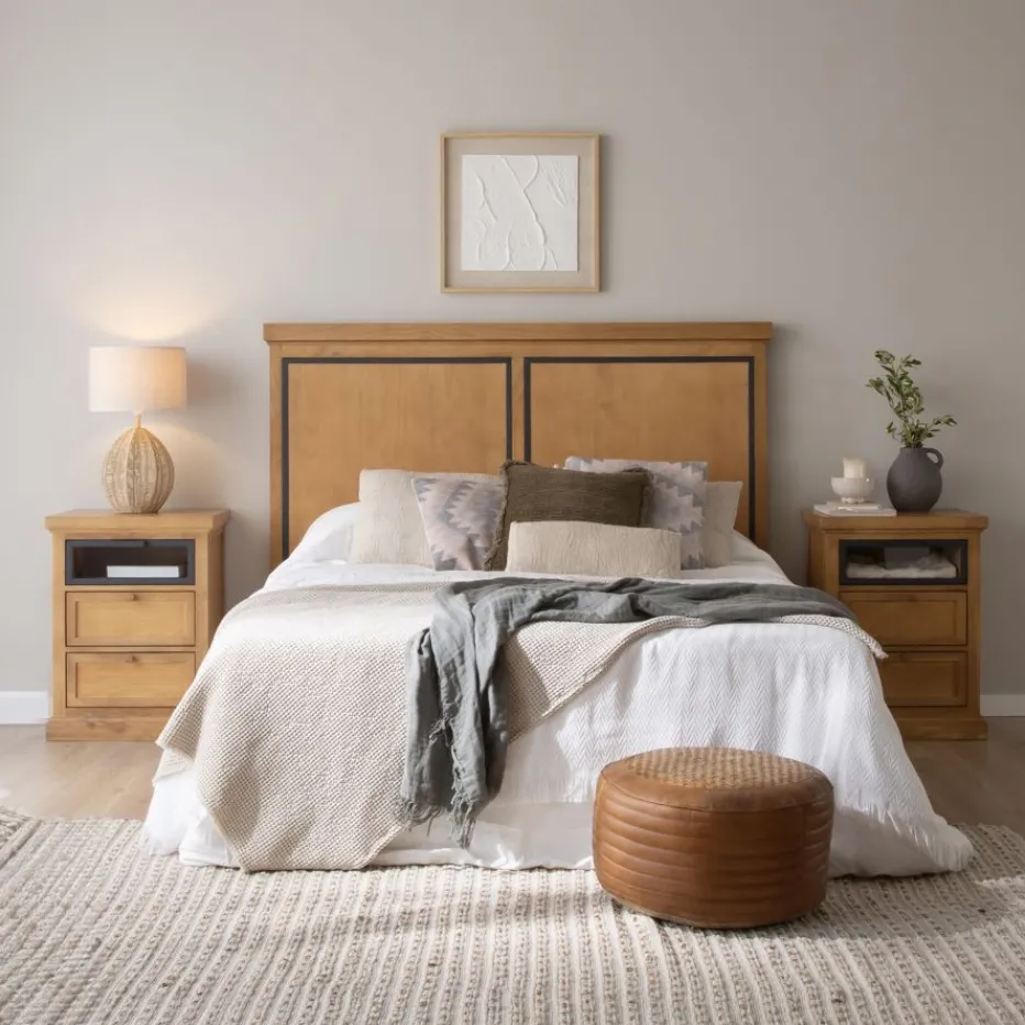 Parma Tête de lit en bois massif de manguier et métal pour lit de 150 et 160^Banak Sale