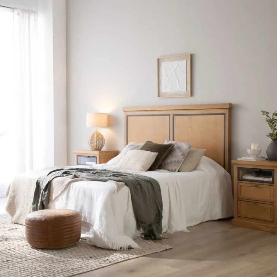 Parma Tête de lit en bois massif de manguier et métal pour lit de 150 et 160^Banak Sale