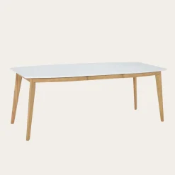 Shelley Mesa de comedor extensible rectangular 150/200 de madera color blanco y natural^Banak Outlet