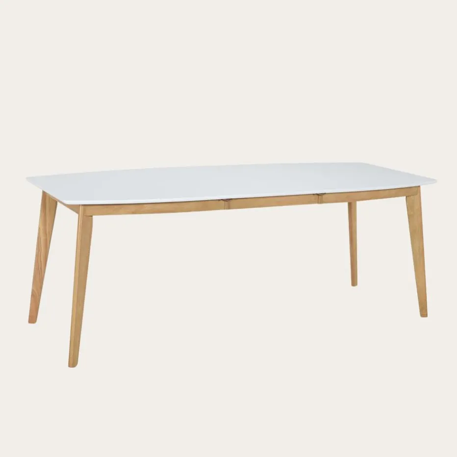 Shelley Mesa de comedor extensible rectangular 150/200 de madera color blanco y natural^Banak Outlet