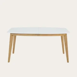 Shelley Mesa de comedor extensible rectangular 150/200 de madera color blanco y natural^Banak Outlet