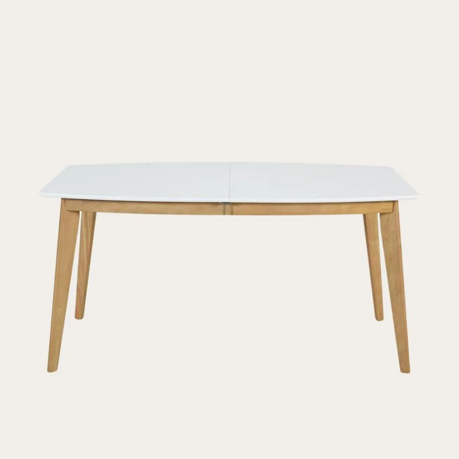 Shelley Mesa de comedor extensible rectangular 150/200 de madera color blanco y natural^Banak Outlet