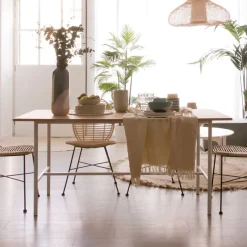 Shiro Table à manger rectangulaire en bois blanc et naturel^Banak Best
