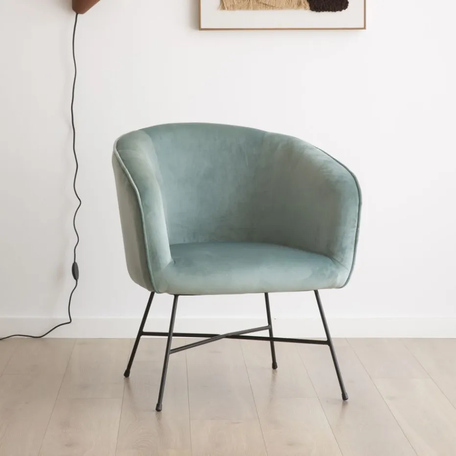 Sigrid Fauteuil en velours vert d'eau^Banak