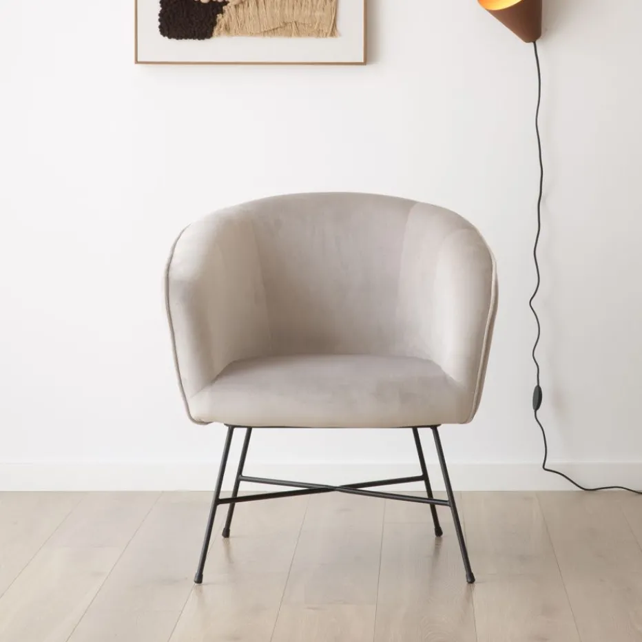 Sigrid Fauteuil velours gris^Banak Online