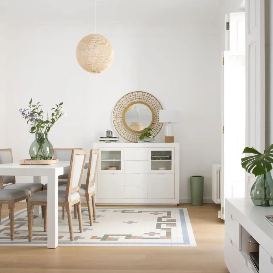 Sisal Buffet étroit en bois laqué blanc^Banak Clearance