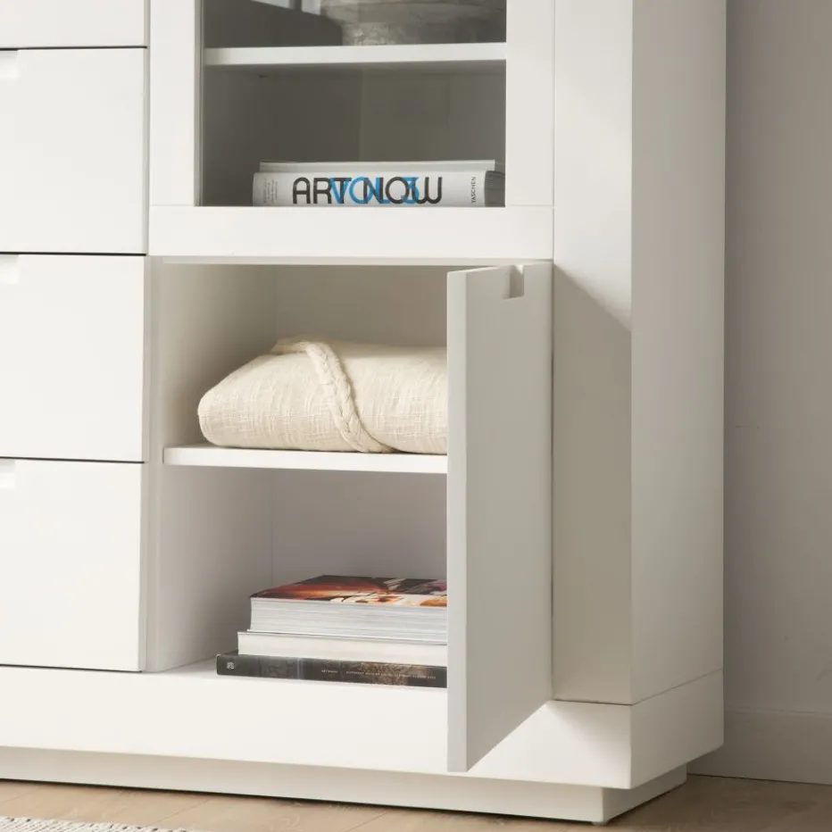 Sisal Buffet étroit en bois laqué blanc^Banak Clearance