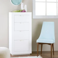 Sisal Commode en bois laqué blanc^Banak