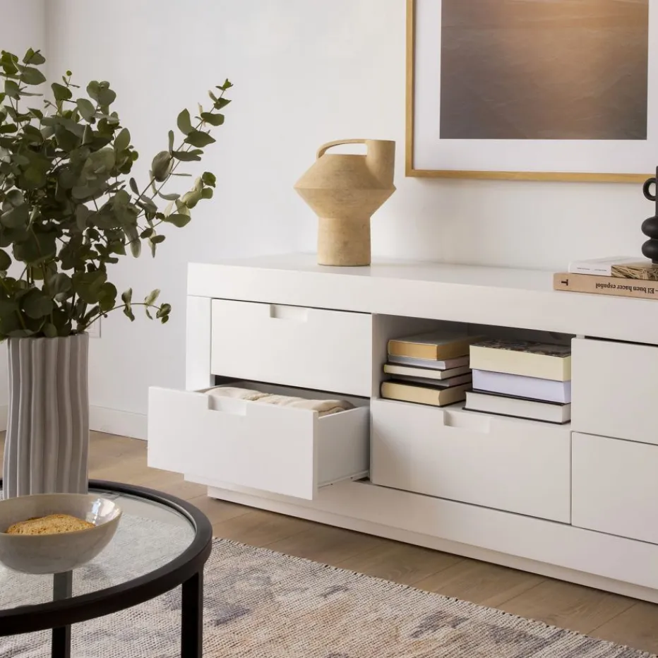 Sisal Meuble tv en bois laqué blanc 160 cm^Banak Sale