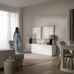 Sisal Meuble tv en bois laqué blanc 200 cm^Banak Discount