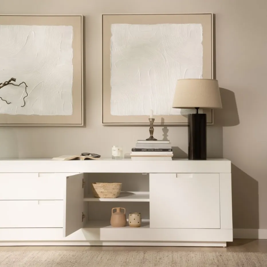 Sisal Meuble tv en bois laqué blanc 200 cm^Banak Discount