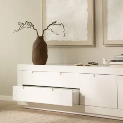 Sisal Meuble tv en bois laqué blanc 200 cm^Banak Discount