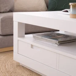 Sisal Table basse en bois laqué blanc^Banak Outlet