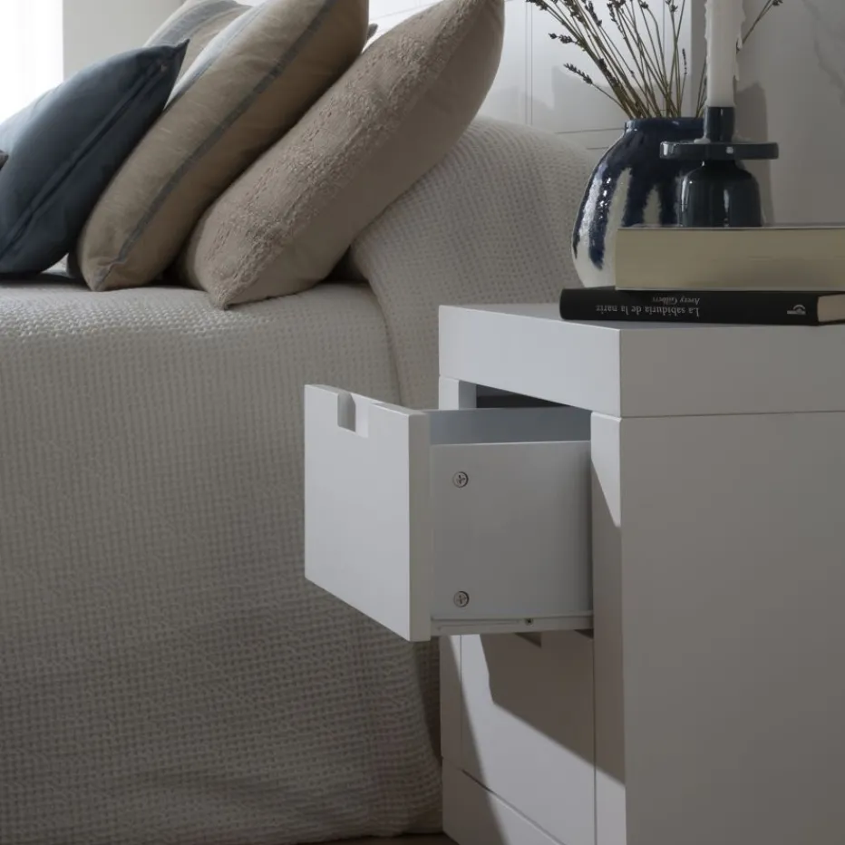 Sisal Table de chevet laqué en blanc^Banak Sale